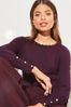 Lipsy Berry Red Scallop Long Sleeve Knitted Jumper