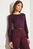 Lipsy Berry Red Scallop Long Sleeve Knitted Jumper