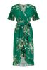 Mela Green Multi Floral Dip Hem Wrap Midi Dress