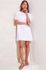 Lipsy White Petite Broderie Puff Sleeve Shift side Dress