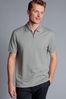 Charles Tyrwhitt Grey Cool Zip Neck Short Sleeve Polo Shirt