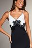 Lipsy Black/White Petite Lace Sequin Applique Bodycon Dress