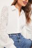 Lipsy White Lace Petite Collared Button Through Shirt