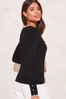 Lipsy Black/Ivory White Tipped Scallop Long Sleeve Knitted Jumper