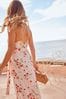 Friends Like These Pink Floral Petite Strappy Wrap Belted Maxi Dress