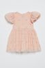 Lipsy Pink Sequin Spot Puff Sleeve Dress - Baby
