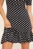 Friends Like These Black Spot Print Short Sleeve Ruffle Hem Jersey Mini Dress
