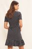 Friends Like These Black Spot Print Short Sleeve Ruffle Hem Jersey Mini Dress