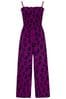 Pour Moi Purple Leopard Print Shirred Bodice Culotte Jumpsuit