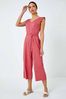 Roman Pink Frill Detail Cropped Jumpsuit
