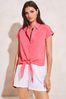Lipsy Pink Short Sleeved Tie Front Button Up Shirt