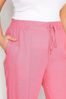 Yours Curve Pink Linen Blend Pull On Wide Leg Trouser