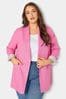 Yours Curve Pink Linen Tailored Blazer Contains Linen