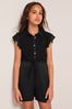 Lipsy Black Lace Button Through Playsuit