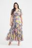 Scarlett & Jo Pink & Purple Multi Floral Isabelle Angel Sleeve Maxi Dress