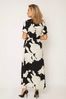 Girl In Mind Black and White Floral Farren Wrap Maxi Dress