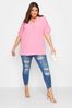 Yours Curve Bright Pink V-Neck Detail Top