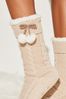 Lipsy Cream Chunky Cosy Cable Knitted Slipper Socks