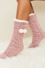 Lipsy Pink Chunky Cosy Cable Knitted Slipper Socks