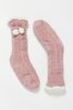 Lipsy Pink Chunky Cosy Cable Knitted Slipper Socks