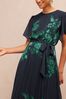 V&A | Love & Roses cape-sleeve knit dress Petite Print Ruffle Neck Pleated Long Sleeve Midi Dress