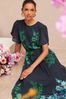V&A | Love & Roses cape-sleeve knit dress Petite Print Ruffle Neck Pleated Long Sleeve Midi Dress