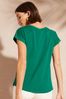 Love & Roses Forest Green Roll Sleeve Round Neck T-Shirt