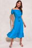 Lipsy Blue Bardot Jersey Belted Midi Dress