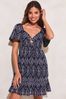 Lipsy Navy Blue Broderie Flutter Sleeve Sweetheart Neck Bow Open Back Mini Dress