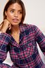 Lipsy Navy Blue/Pink Checked Long Sleeve Shirt and Trousers Pyjamas