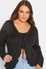 Yours Curve Black Frill Sleeve Cardigan With Tie