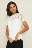 Lipsy White Lace Short Sleeve Top