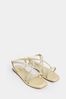 Yours Curve Gold Extra Wide Fit Extra-Wide Fit Diamante Flat Strappy Sandal