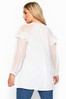 Yours Curve White Collection Curve Frill Dobby Mesh Sleeve Top