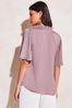 Lipsy Lilac Pleat V Neck Front Tie Flutter Sleeve Top