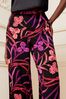 V&A | Love & Roses Black and Pink Wide Leg Printed Wide Leg Trousers