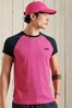 Superdry Mens Pink Organic Cotton Baseball T-Shirt