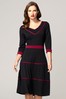 HotSquash Black V-Neck Dress With Contrast Piping
