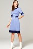 HotSquash Blue 60's Dress With Contrast Hem