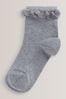 Grey 2 Pack Cotton Rich Ruffle Ankle Socks