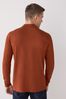 Rust Brown Long Sleeve Pique Polo Shirt