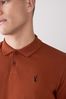 Rust Brown Long Sleeve Pique Polo Shirt