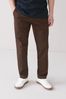 Dark Brown Straight Fit Stretch Chino Trousers