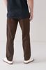 Dark Brown Straight Fit Stretch Chino Trousers