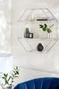 Silver And White Marble Effect Octagon Wall Shelves