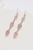 Rose Gold Tone Pave Long Droplet Earrings