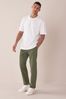 Khaki Green Straight Fit Stretch Chino Trousers