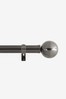 Pewter Grey Ball Finial Fixed 35mm Curtain Pole Kit
