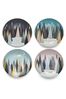 Sara Miller Set of 4 Blue Portmeirion Frosted Pines Christmas Plates