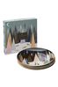 Sara Miller Set of 4 Blue Portmeirion Frosted Pines Christmas Plates
